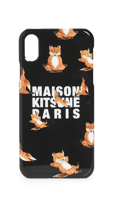 Shop Maison Kitsuné Yoga Fox Iphone X / Xs Case In Black