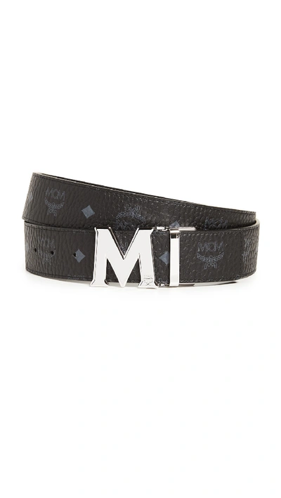 Shop Mcm M Buckle Reversible Belt In Black