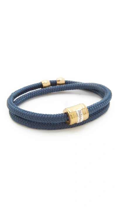 Shop Miansai Casing Rope Bracelet In Brass/solid Navy