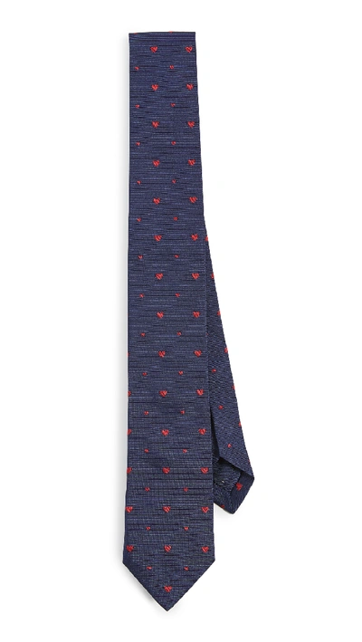 Shop Paul Smith Heart Print Tie In Navy Red