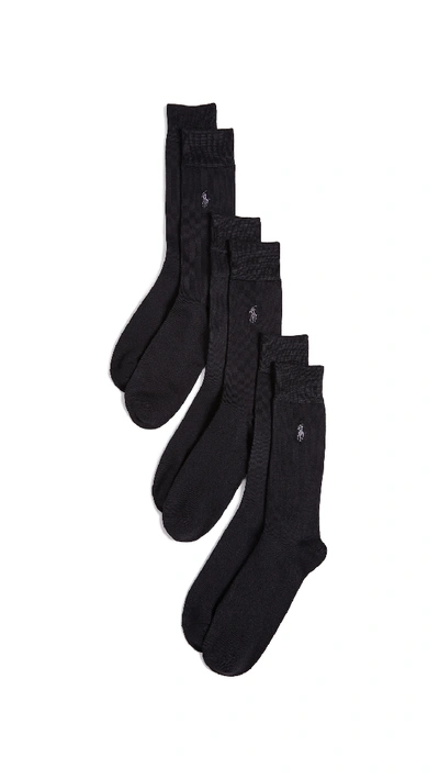 Shop Polo Ralph Lauren 3 Pack Supersoft Flat Knit Socks In Black