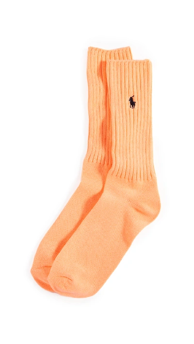Shop Polo Ralph Lauren Neon Slouchy Socks In Bright Orange
