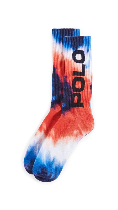 Shop Polo Ralph Lauren Red White Blue Tie Dye Socks In Multi