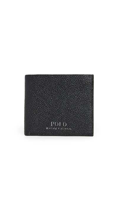 Shop Polo Ralph Lauren Tailored Pebble Leather Bifold Wallet In Black