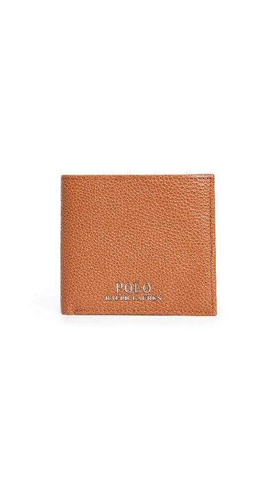 Shop Polo Ralph Lauren Tailored Pebble Leather Bifold Wallet In Brown