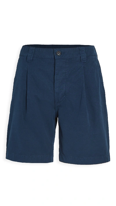 Shop Albam Gd Ripstop Pleated Shorts In Navy