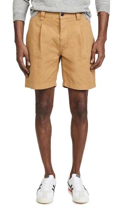 Shop Albam Gd Ripstop Pleated Shorts In Tobacco