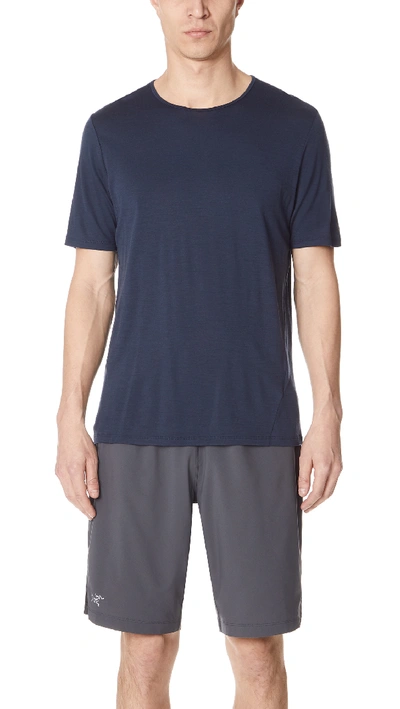 Shop Arc'teryx Frame Short Sleeve Shirt In Dark Navy