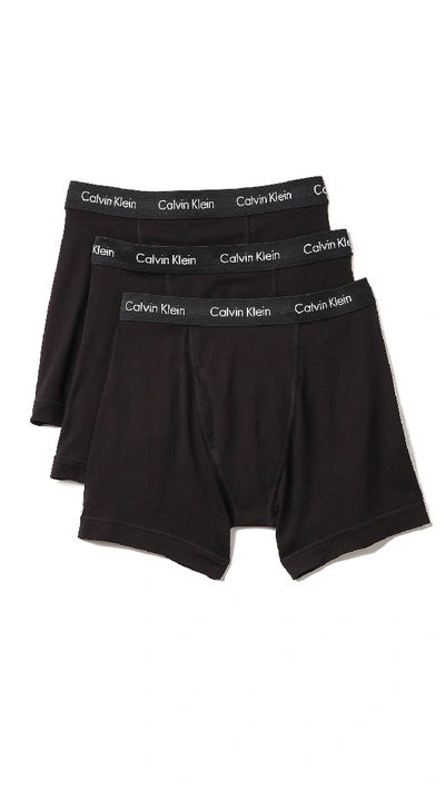 Shop Calvin Klein Underwear 3 Pack Cotton Stretch Boxer Briefs In Black