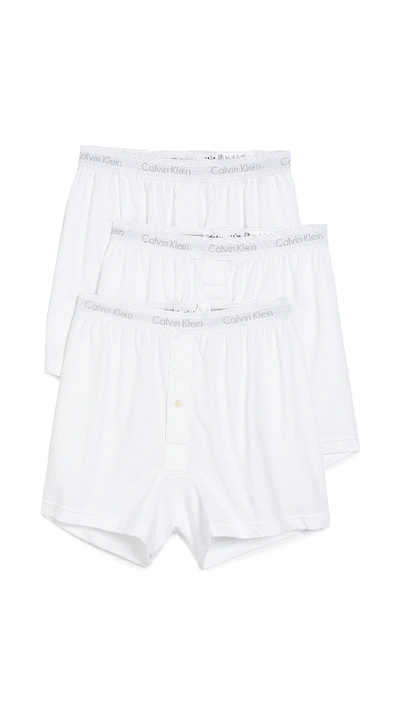 Shop Calvin Klein Underwear Cotton Classic 3 Pack Knit Boxers In White