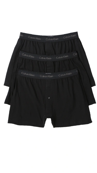 Shop Calvin Klein Underwear Cotton Classic 3 Pack Knit Boxers In Black