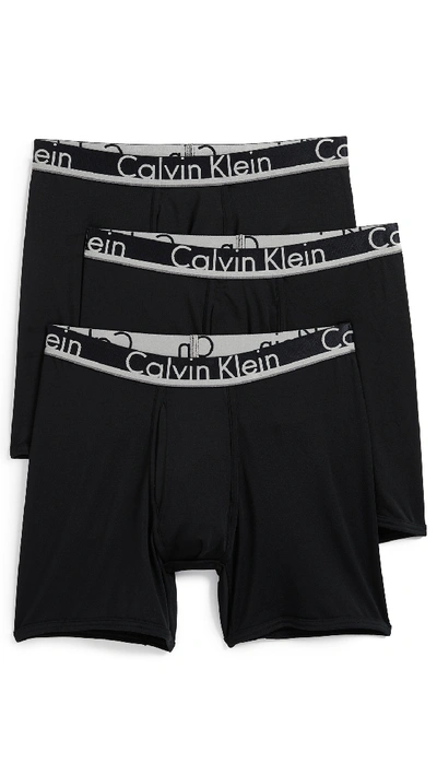 Shop Calvin Klein Underwear Comfort Microfiber Boxer Briefs 3 Pack In Black/black/black
