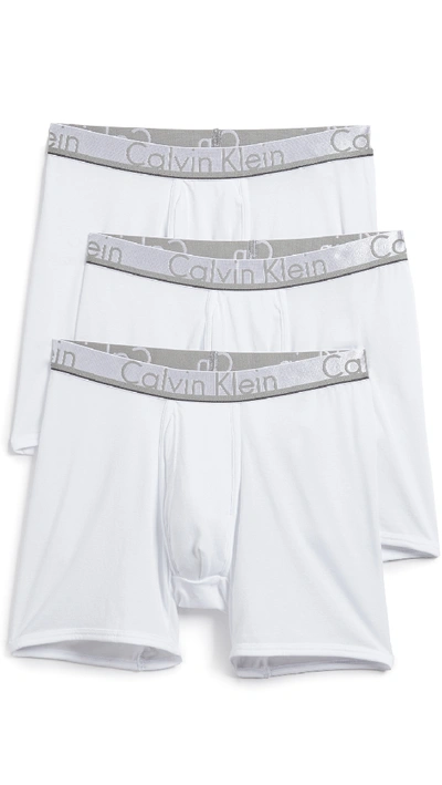 Shop Calvin Klein Underwear Comfort Microfiber Boxer Briefs 3 Pack In White/white/white