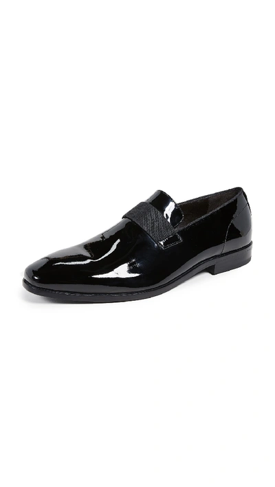 Shop Hugo Boss Highline Patent Slip-on Loafers In Black