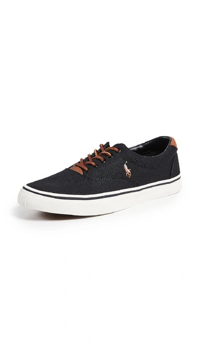 Shop Polo Ralph Lauren Thorton Low Top Sneakers In Black