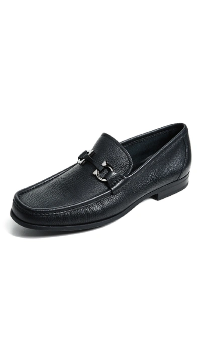 Shop Ferragamo Grandioso Bit Loafers Black