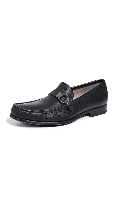 Shop Ferragamo Adam Single Side Gancio Loafers In Black