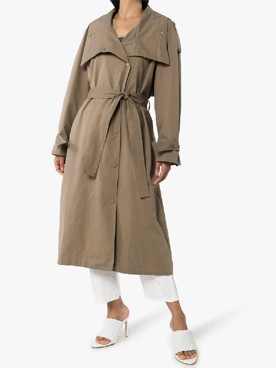 Shop The Frankie Shop Green Wing Collar Trench Coat