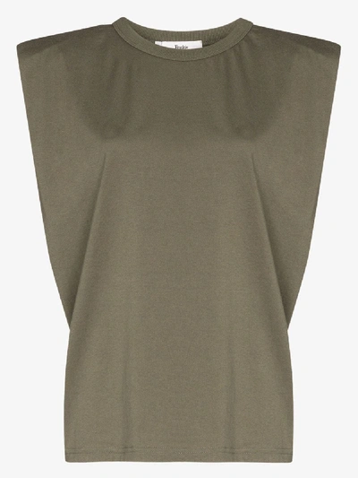 Shop The Frankie Shop Eva Padded Cotton T-shirt In Green