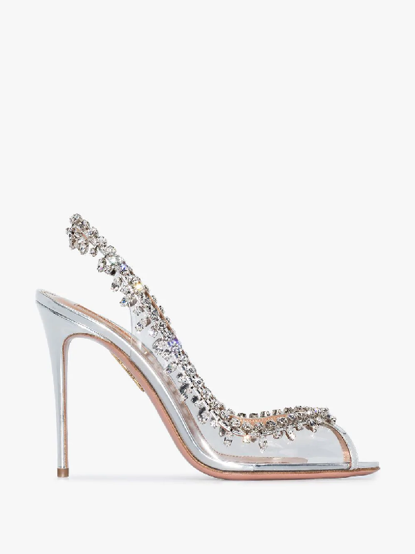 metallic slingback heels