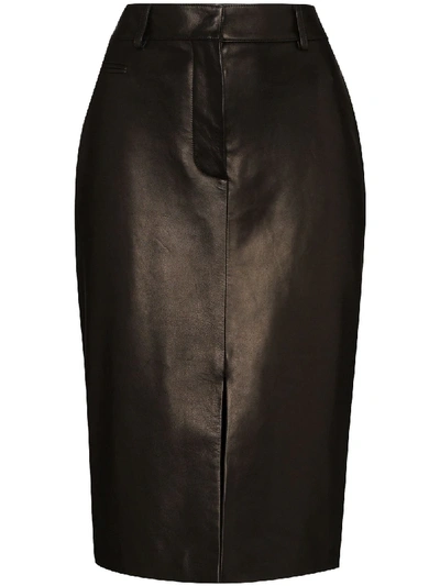 Shop Tom Ford Front-slit Pencil Skirt In Brown
