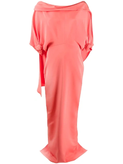 Shop Hellessy Off-shoulder Cape-detail Evening Dress In Pink