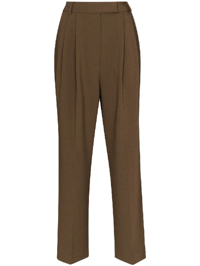 Shop The Frankie Shop Bea Pleated Trousers In Brown