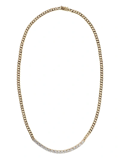 Anita Ko 18kt Rose Gold Plain Cuban Link And Long Diamond Line Necklace In Gold