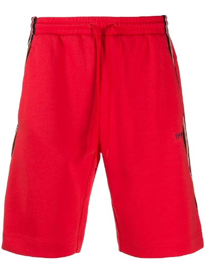 Shop Hugo Boss Striped Drawstring Shorts In Red