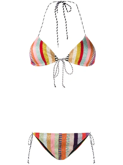 Shop Missoni Striped Bikini Set In Blue