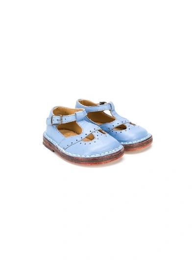 Shop Pèpè Leather Crib Shoes In Blue