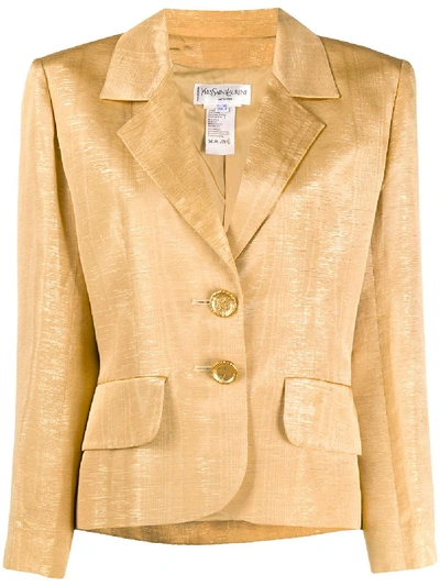 Pre-owned Saint Laurent 1990s Shoulder Pads Metallic Blazer In Gold