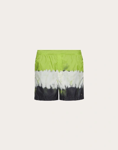 Shop Valentino Uomo Jelly Block Print Swimming Shorts In Neon Green/multicolor
