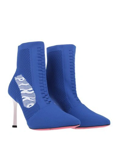 Shop Pinko Woman Ankle Boots Blue Size 5 Textile Fibers