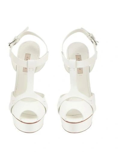 Shop Casadei Woman Sandals White Size 10.5 Soft Leather