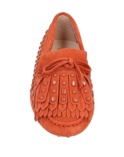 Shop Tod's Woman Loafers Orange Size 6 Soft Leather