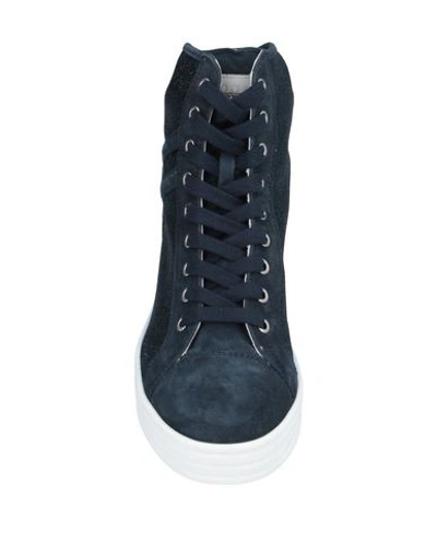 Shop Hogan Rebel Woman Sneakers Midnight Blue Size 7 Soft Leather, Textile Fibers
