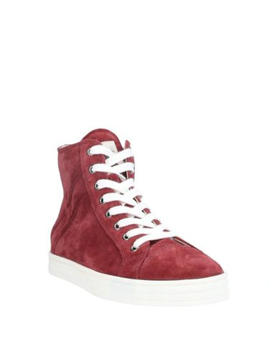 Shop Hogan Rebel Woman Sneakers Burgundy Size 5.5 Soft Leather In Red