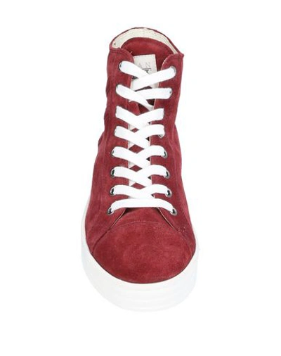 Shop Hogan Rebel Woman Sneakers Burgundy Size 7 Soft Leather In Red