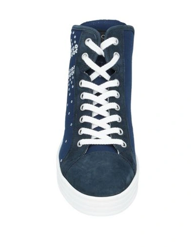Shop Hogan Rebel Woman Sneakers Midnight Blue Size 6 Soft Leather, Textile Fibers