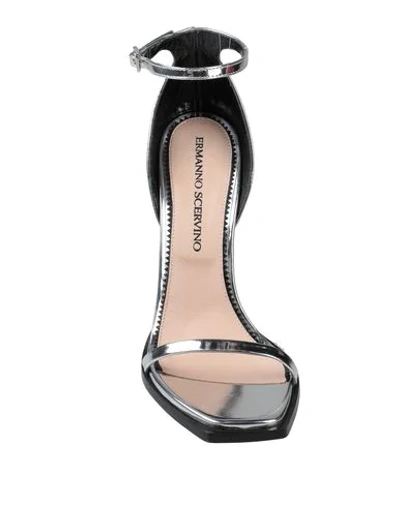 Shop Ermanno Scervino Woman Sandals Silver Size 10 Soft Leather