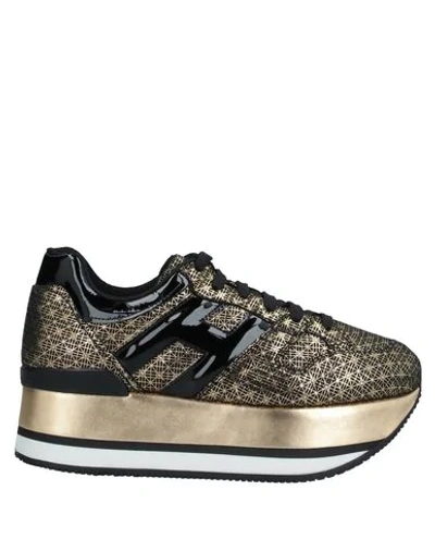 Shop Hogan Woman Sneakers Gold Size 4.5 Soft Leather