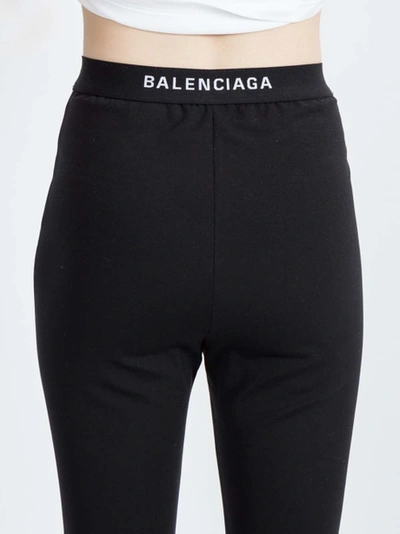 Shop Balenciaga Logo-waistband Leggings Black