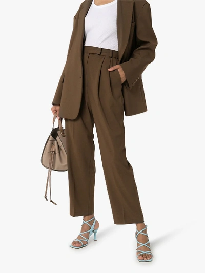 The Frankie Shop Bea Tapered High-rise Stretch-crepe Trousers In Brown