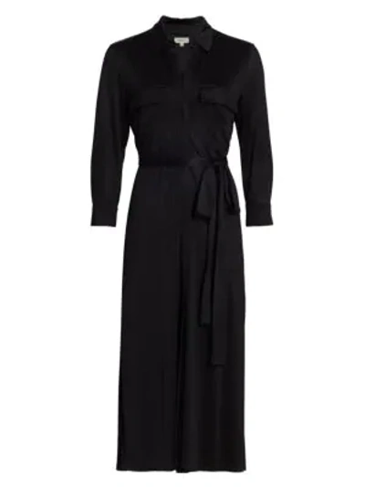 Shop L Agence Rivi Belted Midi Shirtdress In Black