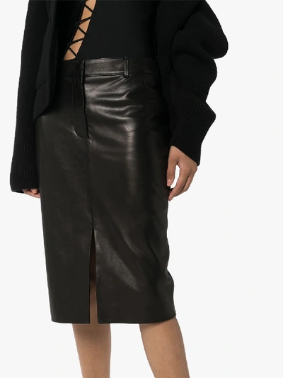 Shop Tom Ford Leather Pencil Skirt In Brown