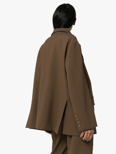 The Frankie Shop Bea Single-breasted Twill Blazer In Brown