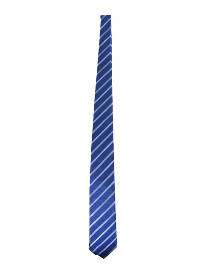 Shop Hugo Boss Tie With Stripe Pattern In Blu