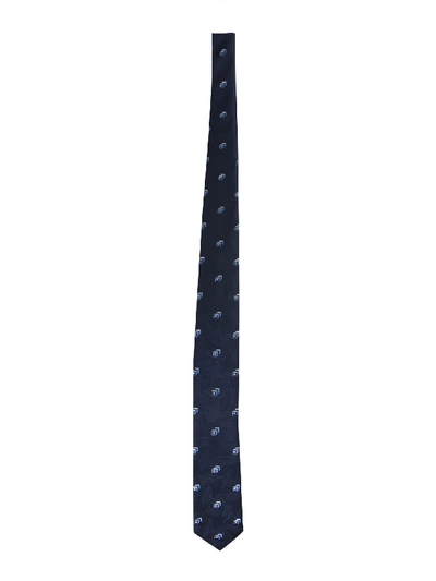 Shop Hugo Boss Tie With Geometric Pattern In Blu