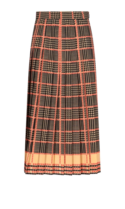 Shop Gucci Pleated Skirt In Orange